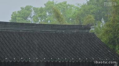 雨季雨景古建筑屋檐雨滴意境